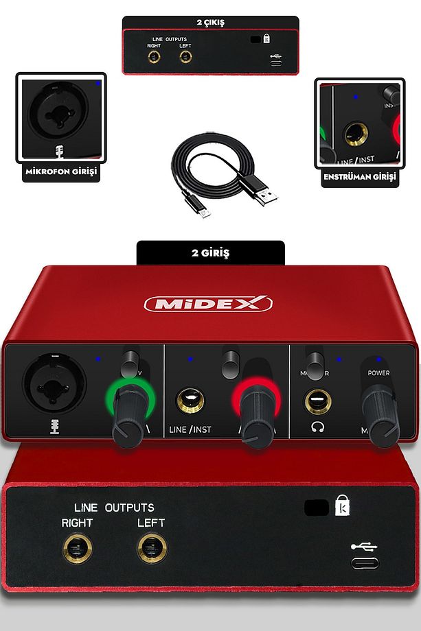 Midex Cx1-c Mikrofon Glx-500 Ses Kartı Stand Pop Filtre Set - 4