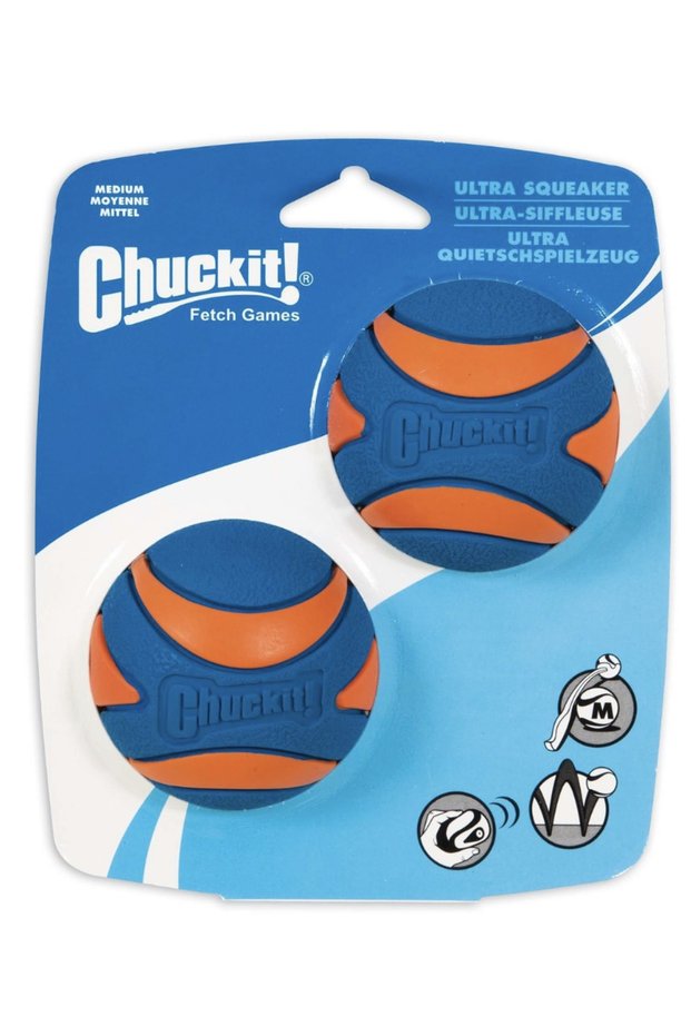 !Utra Squeaker 2-Piece Sound Dog Play Ball (Medium Size)