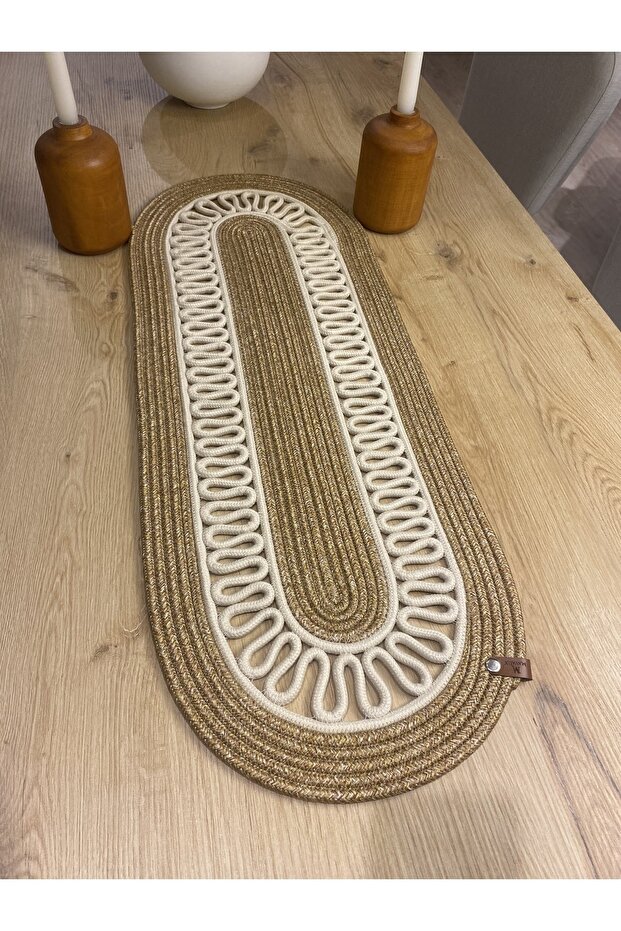 Modern Natural Jute, Patterned, Wicker, Placemat, Table, Coffee Table Cloth Runner. 30x80 - 1