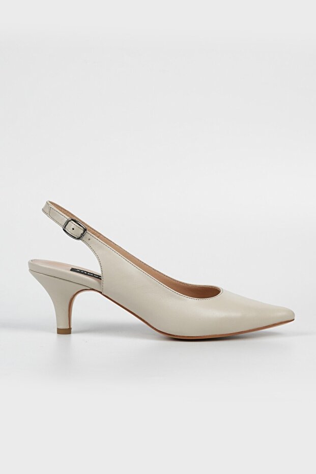 WOMEN'S BEIGE GENUINE NATURAL LEATHER HEELS NUMBER 35-40