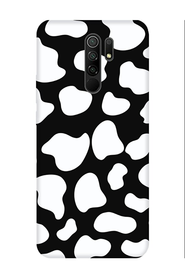 حافظة هاتف Redmi 9 باللون الأسود بنمط البقرة - 1