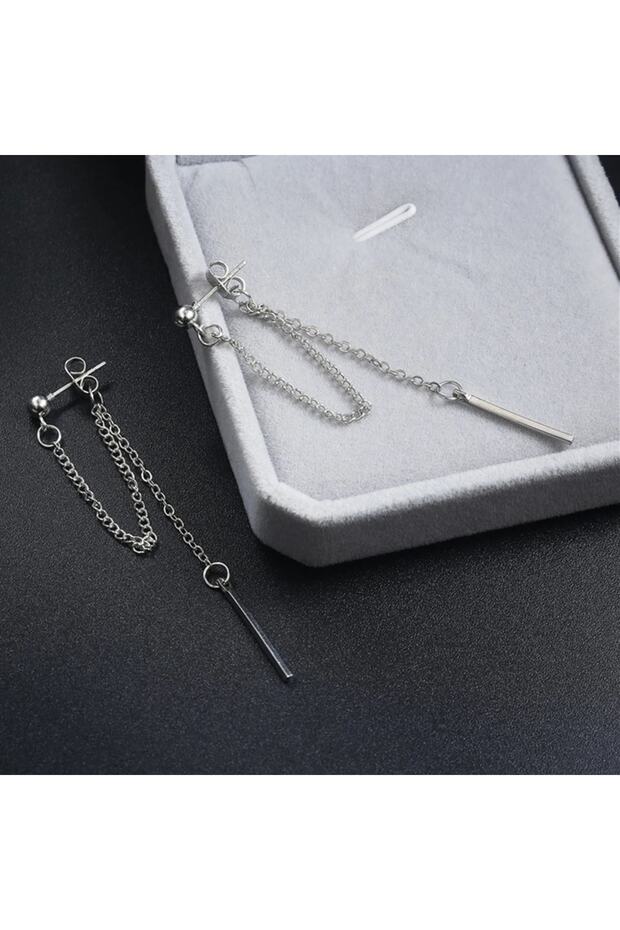 سلسلة من الفولاذ المقاوم للصدأ أقراط البندول المستطيلة - 2