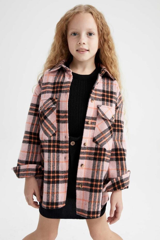 Langärmliges Hemd mit karierten Taschen für Mädchen - 3