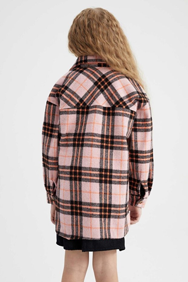 Langärmliges Hemd mit karierten Taschen für Mädchen - 6