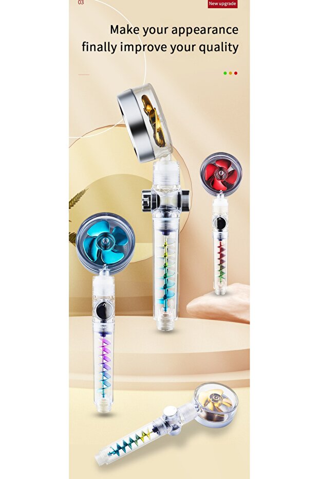 Turbo Pervaneli Su Tasarruflu Basınçlı Start Stoplu Duş Başlığı - 2