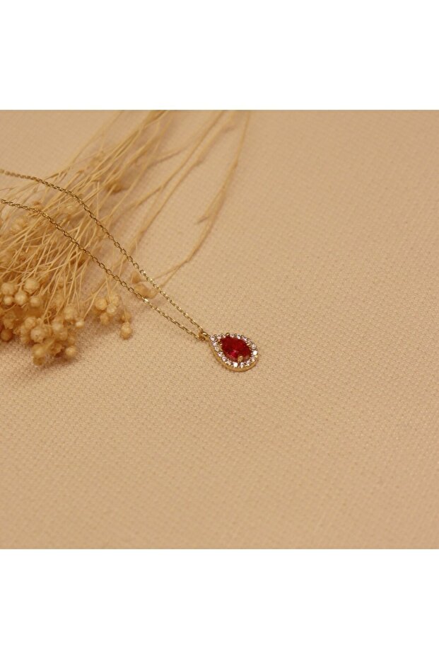 Damla Yakut Minimal Kolye - 1