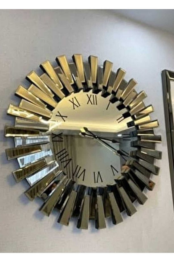Dekoratif 80 Cm Ölçülerinde Şık Piyano Duvar Saati Ayna Bronz - 5