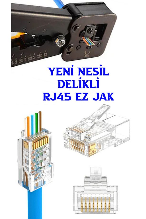 Ez-Rj45 Ez Rj45 Cat6 Açık Uçlu Soket 8P/8C Cat6 Konnektör 100Adet - 2