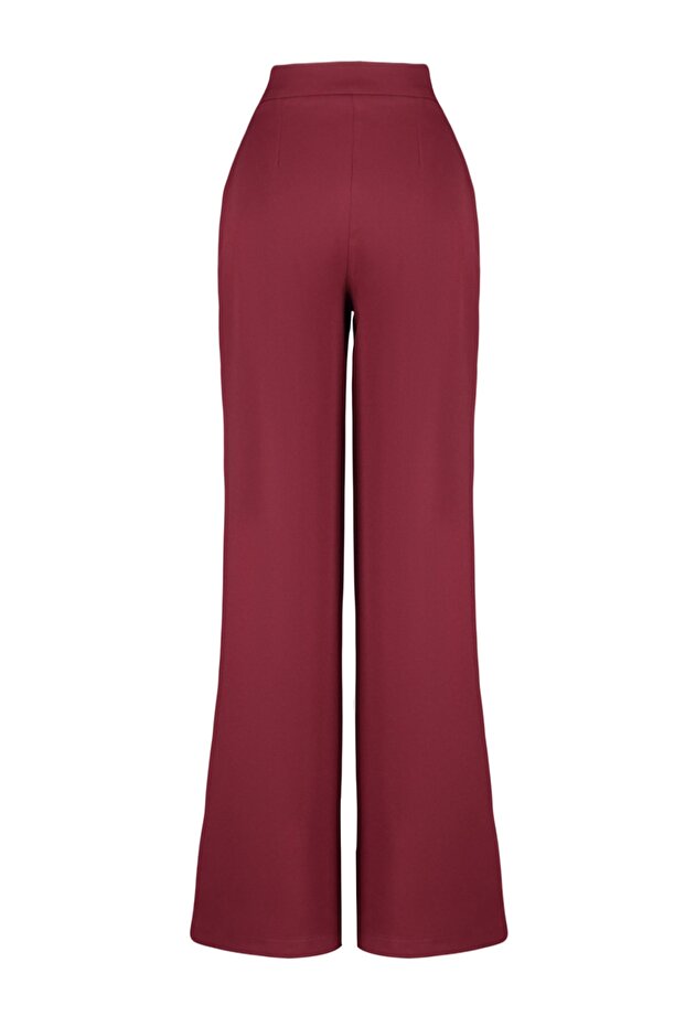 Bordo Wide Leg/Geniş Paça Dokuma Kumaş Pantolon TWOAW22PL0139 - 12