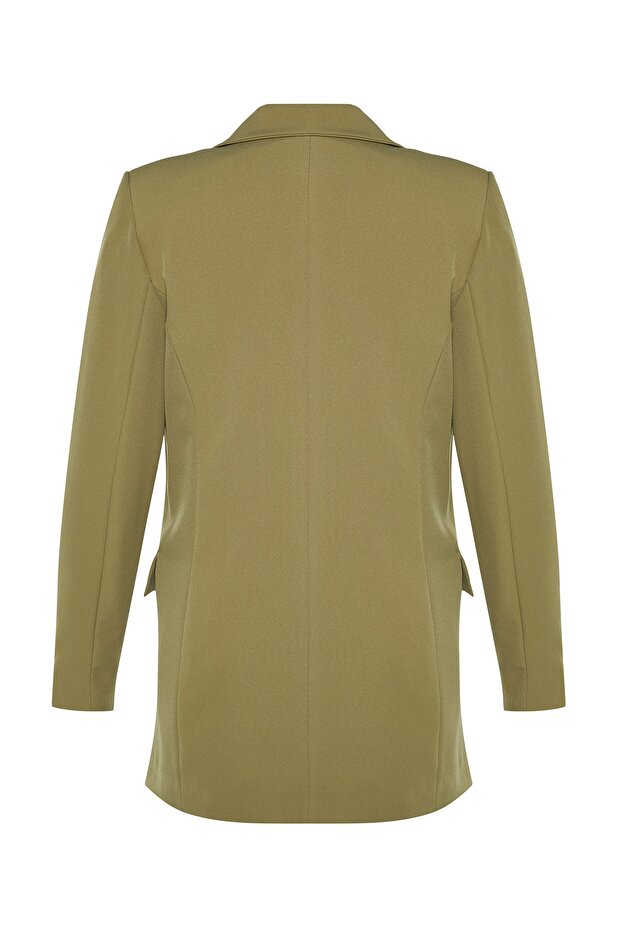 Açık Haki Regular Astarlı Kruvaze Kapama Dokuma Blazer Ceket TWOSS20CE0059 - 11