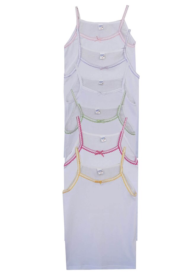 Girl's Combed Cotton Undershirt with Rope Strap, Pack of 6