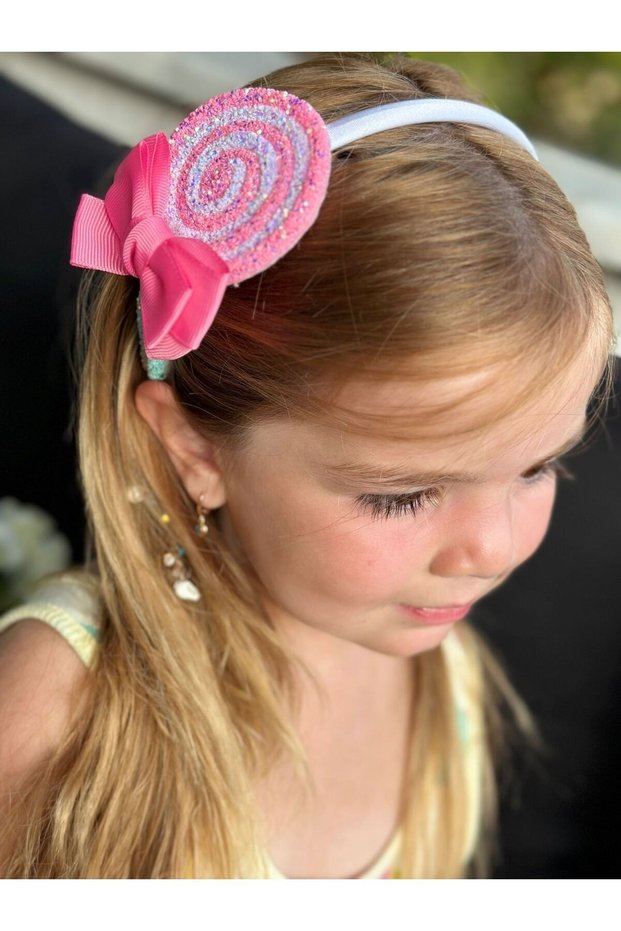 Luxury fashion giant glitter lollipop candy bow tiara female child tiara neon pink