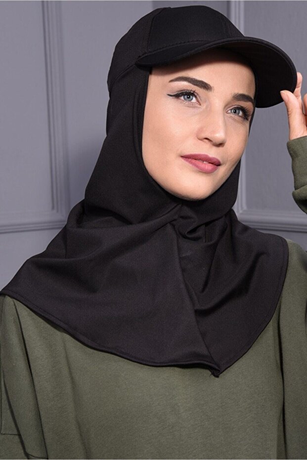 Cap Hat Shawl Neck Covering Scuba Fabric Black