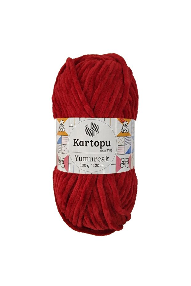 Yumurcak Velvet Yarn 100 Gr 1 Piece K126 Red