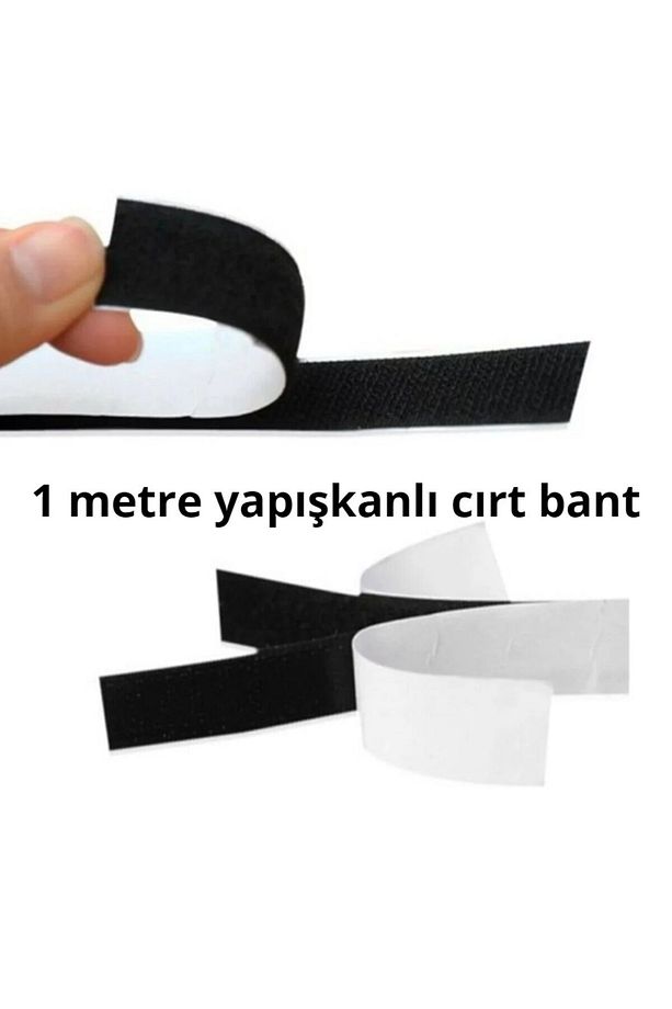 2 Cm Yapışkanlı Siyah Cırt Cırtlı Bant 1 Metre - 1