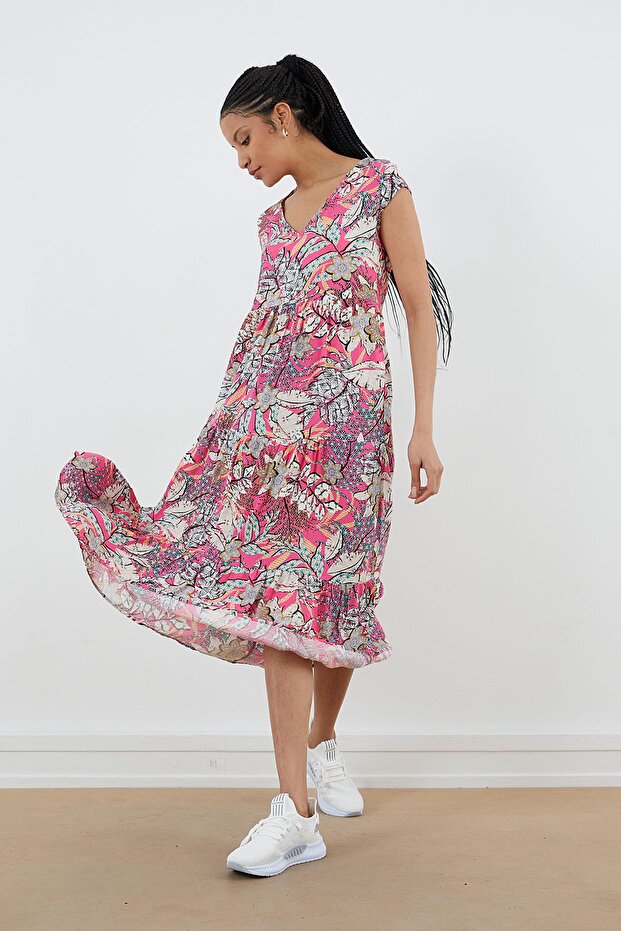 V-neck Patterned Dress - 2