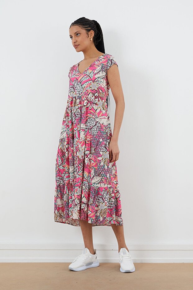 V-neck Patterned Dress - 3