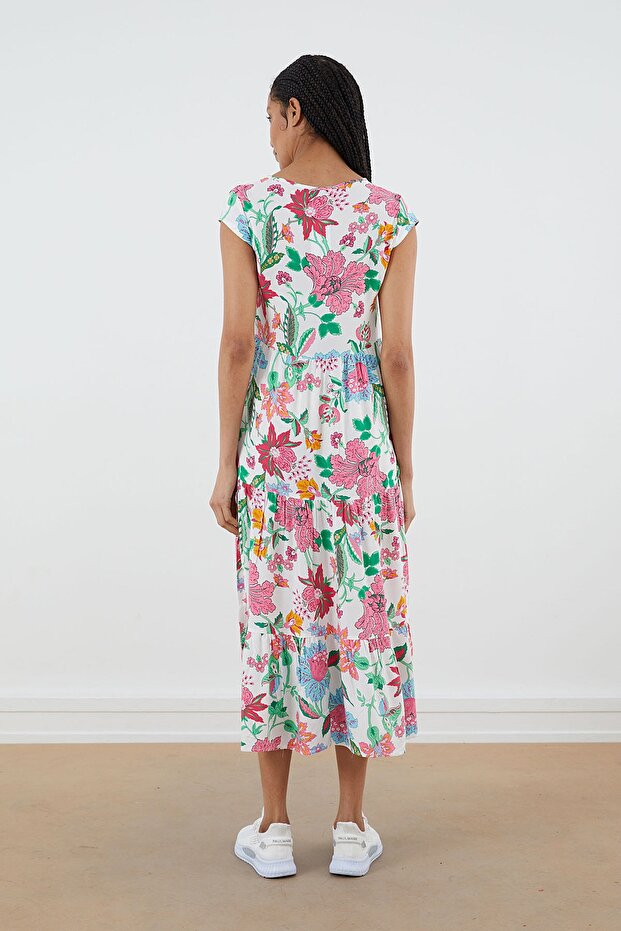 V-neck Patterned Dress - 6