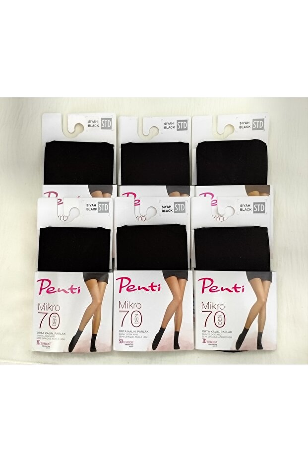 جوارب سوداء مايكرو 70 بمقبس 6 قطع - 1