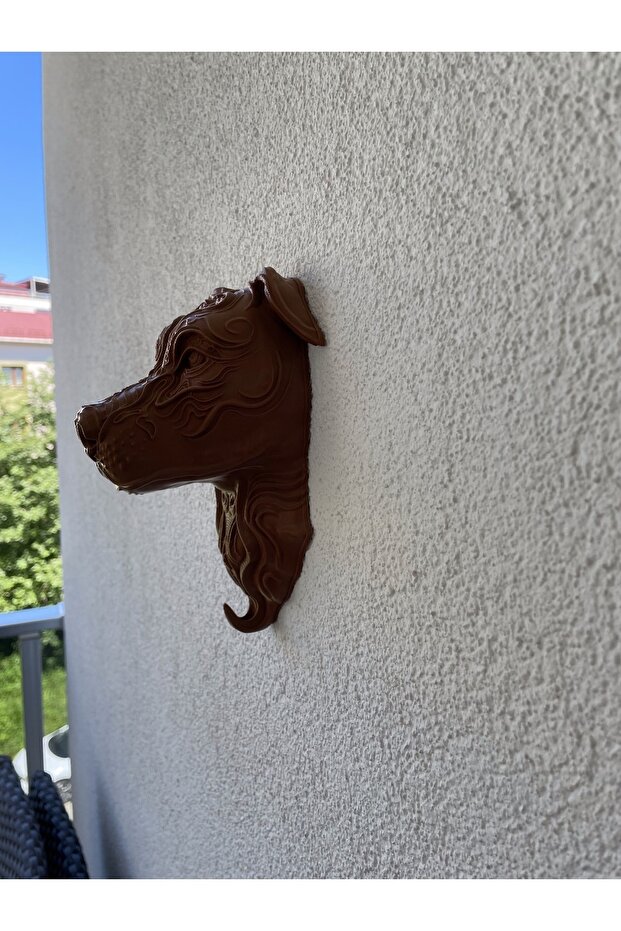 Pitbull Kafası Duvar Dekoru Kapı Süsü Askılık Ev Ofis Dekorasyon Köpek Figürü Pitbull 20cm - 4