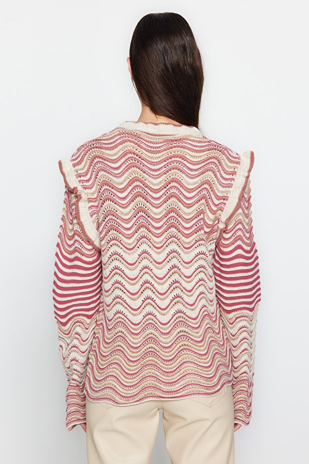Трикотажний светр-пуловер з візерунком з оборками Tas Self TWOAW24KZ00119 - 5