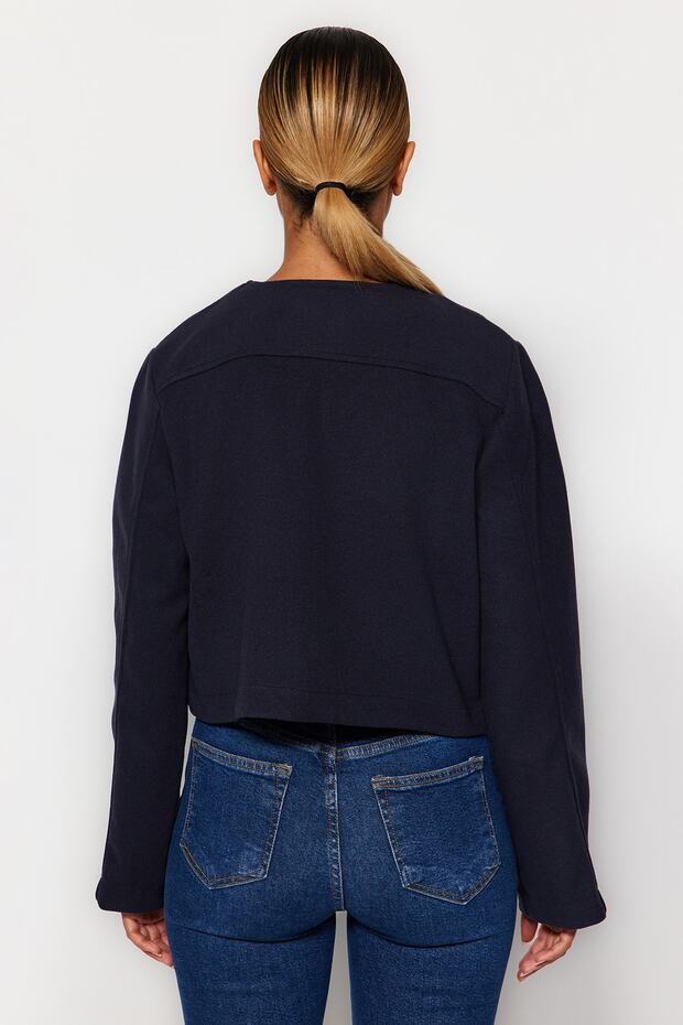 Detailní bunda s knoflíkem v námořnické modré barvě TWOAW24MO00132 - 5