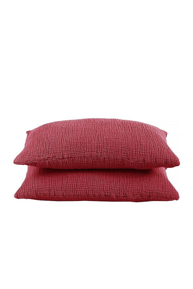 Bordo Tek Kişilik 160 X 240cm Yatak Örtüsü/1 Adet 50x70cm Yastık 4 Katlı Multi Muslin %100 Pamuk - 2