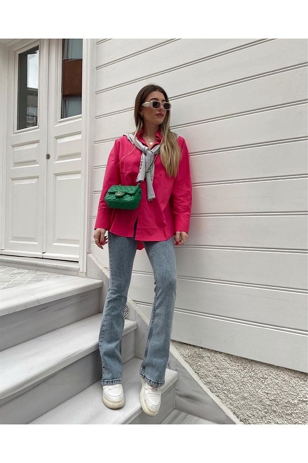 Poema Ispanyol Yüksek Bel Solmaz Mavi Kar Kot Pantolon Flare Jean - 3