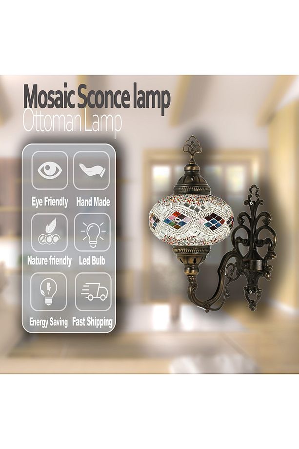Mozaik Aplik Otantik Gece Lamba El Yapımı Mozaik Bahçe Lambası - 4