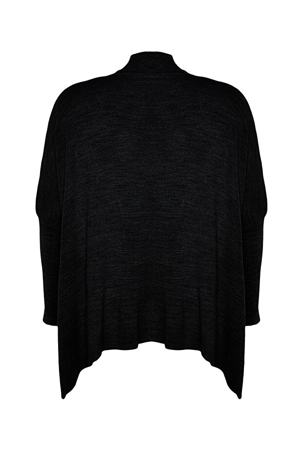 Relax Fit Czarny sweter dzianinowy - kołnierz stójka i rozcięcie Tbbaw24An00032 - 8