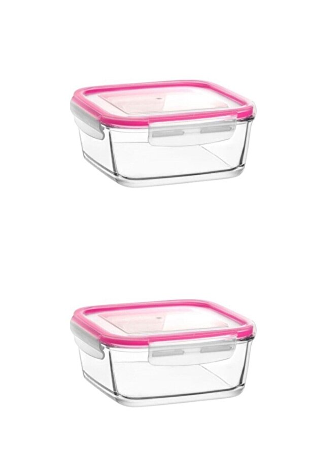Fresco Single Glass Storage Container 2 Pieces 1150 Cc Pink Frs-249