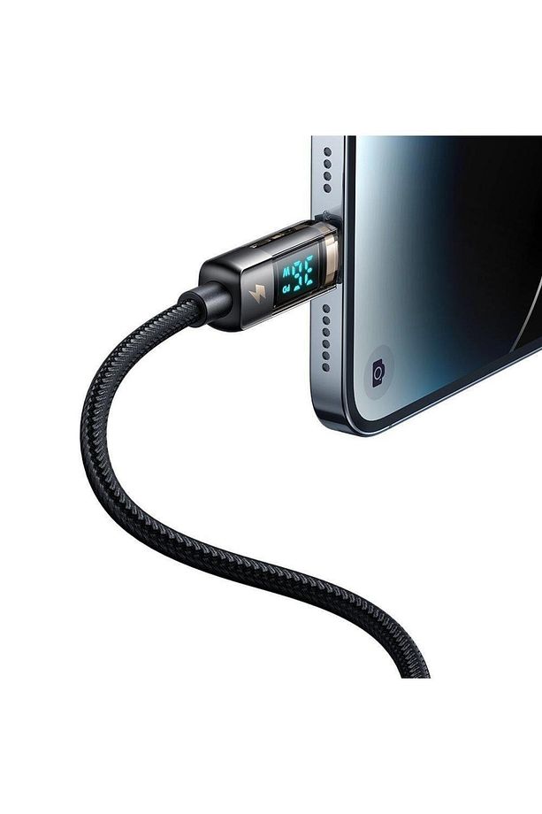 CA-3600 Type-C To Lightning Dijital Ekranlı iPhone Şarj & Data Kablosu 1.2m - Siyah - 2