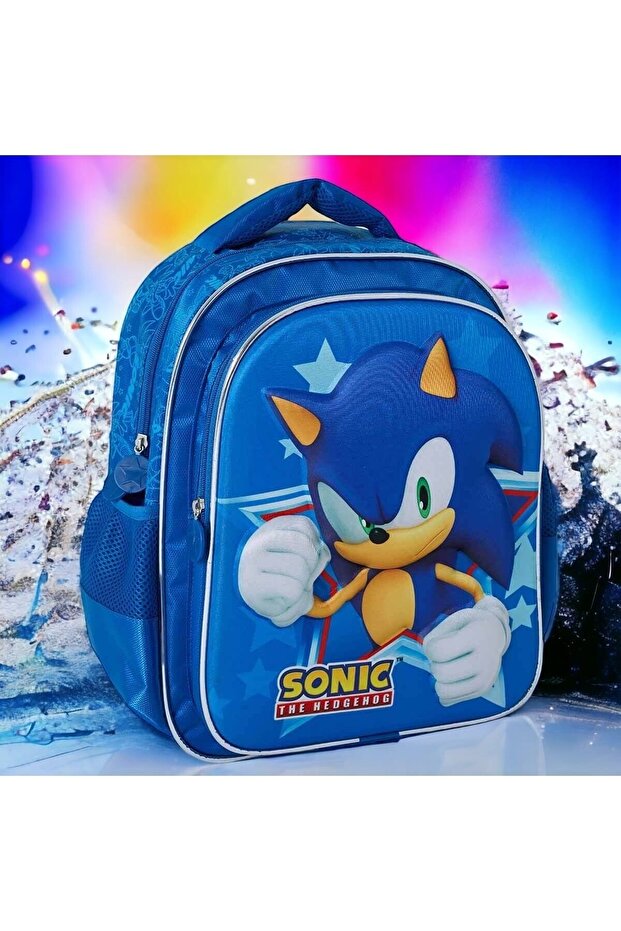 حقيبة مدرسية سونيك منقوشة - 1
