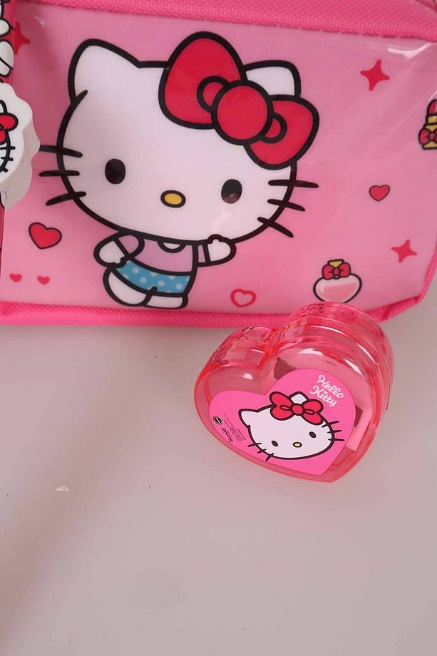 LİSANSLI HELLO KITTY KALEMLİK , 2'Lİ KURŞUN KALEM, SİLGİ VE KALPLİ KALEMTRAŞ SETİ - 5