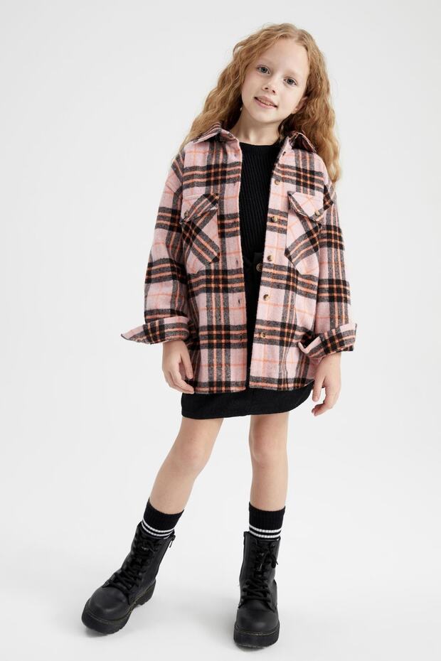 Langärmliges Hemd mit karierten Taschen für Mädchen - 2