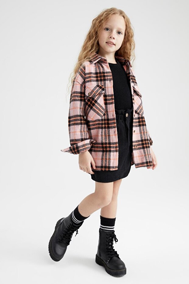 Langärmliges Hemd mit karierten Taschen für Mädchen - 5