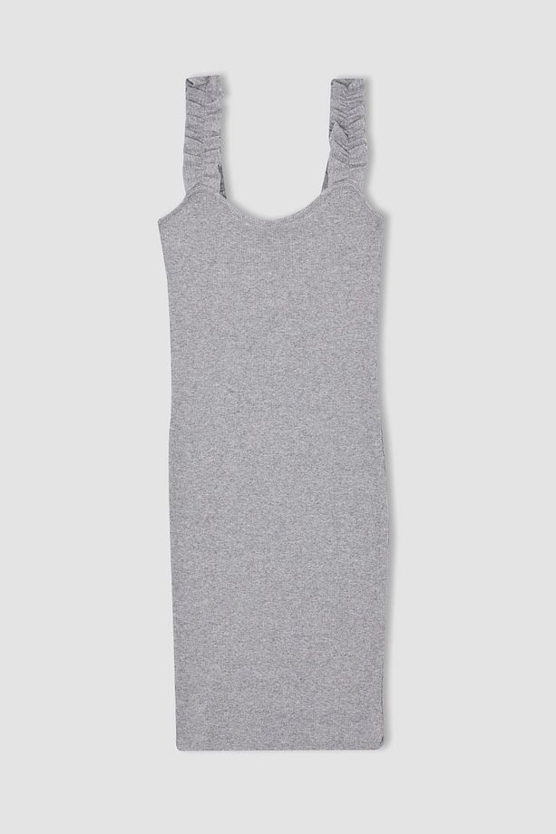 Regular Fit Yuvarlak Yaka Kolsuz Mini Elbise - 7