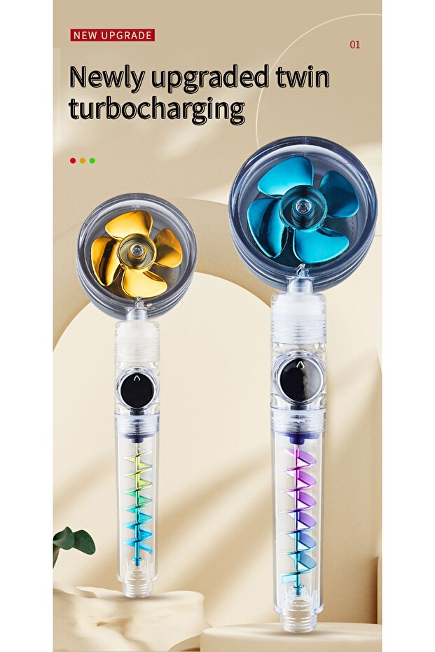 Turbo Pervaneli Su Tasarruflu Basınçlı Start Stoplu Duş Başlığı - 3