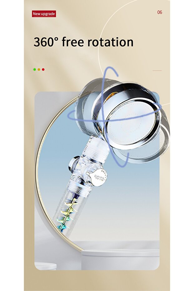 Turbo Pervaneli Su Tasarruflu Basınçlı Start Stoplu Duş Başlığı - 6