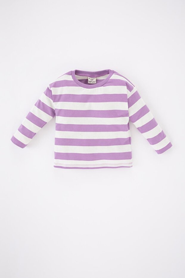Baby Boy Striped Crew Neck Combed Cotton Long Sleeve T-Shirt