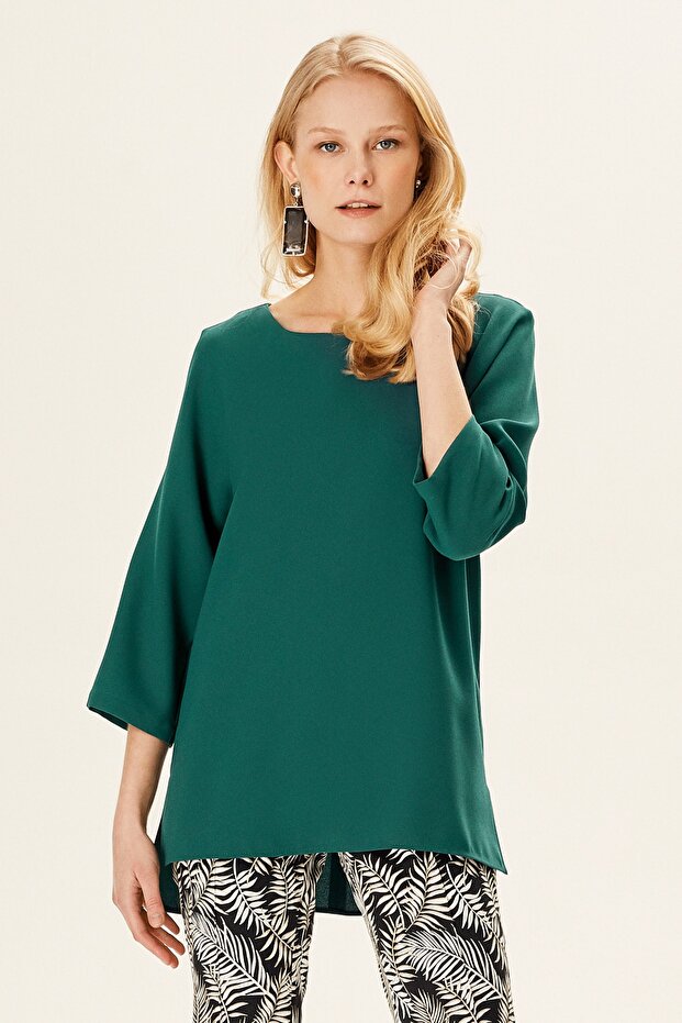 Long Back Blouse with Side Slits - 1