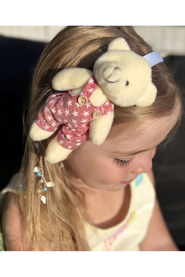 Trend fashion luxury cute star pink jumpsuit with plush teddy bear toy crown female children's crown