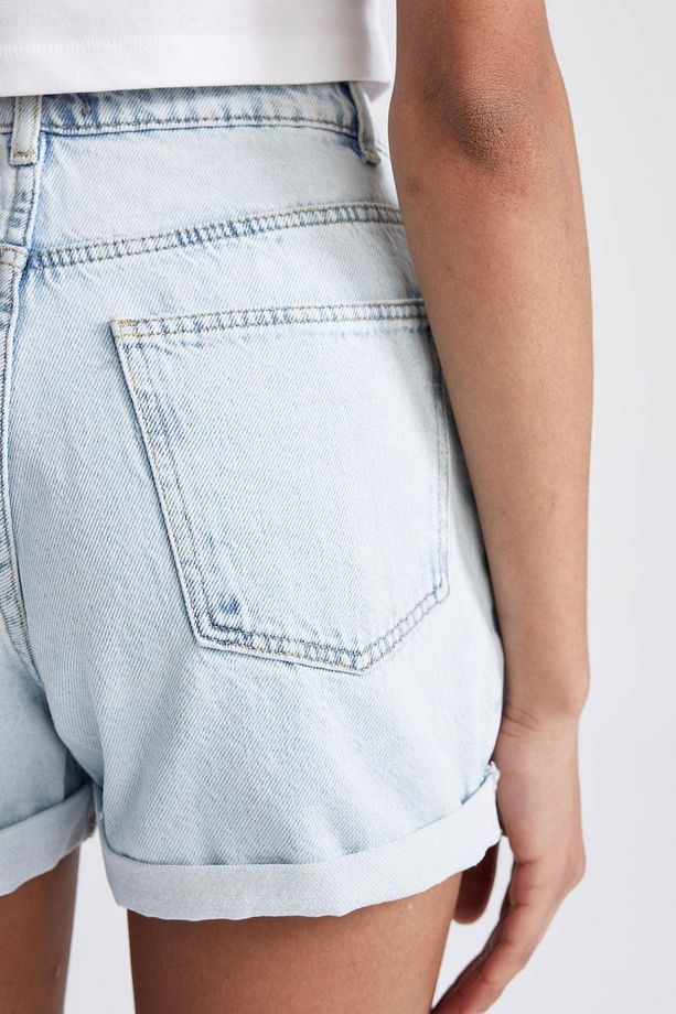 Mom Fit Yüksek Bel Katlamalı Paça Jean %100 Pamuk Şort A2624ax23sm - 6