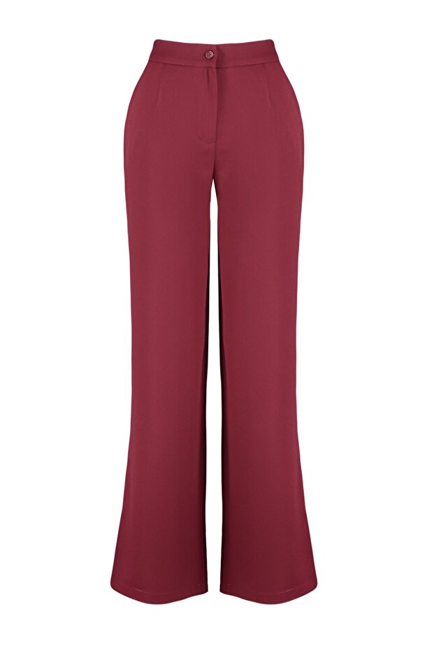 Bordo Wide Leg/Geniş Paça Dokuma Kumaş Pantolon TWOAW22PL0139 - 11