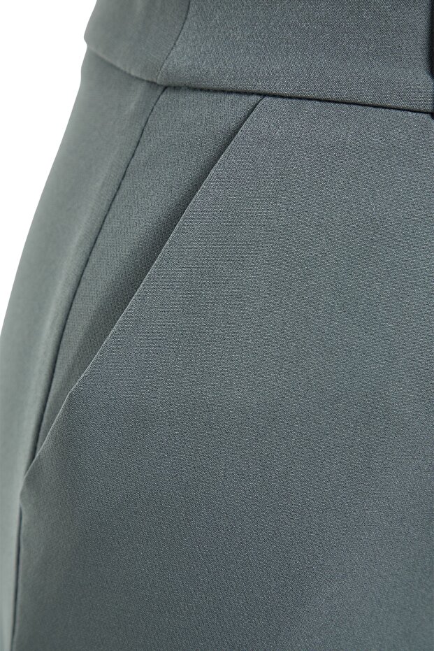 Indigo Yüksek Bel Wide Leg/Geniş Paça Pilili Dokuma Kumaş Pantolon TWOAW21PL0076 - 8