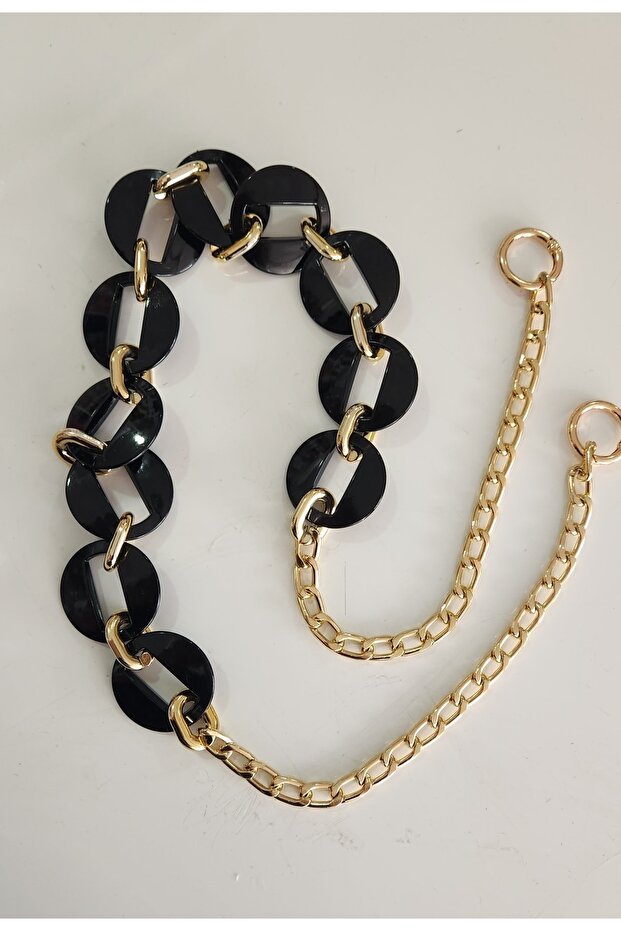 Acrylic-Chain Bag Strap-Black(Gold Chain)
