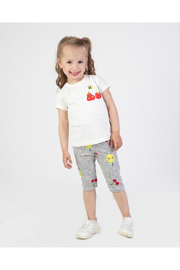 Baby Girl Capris Short Sleeve Cherry Printed Summer Basic Top and Bottom Set 6-24 months