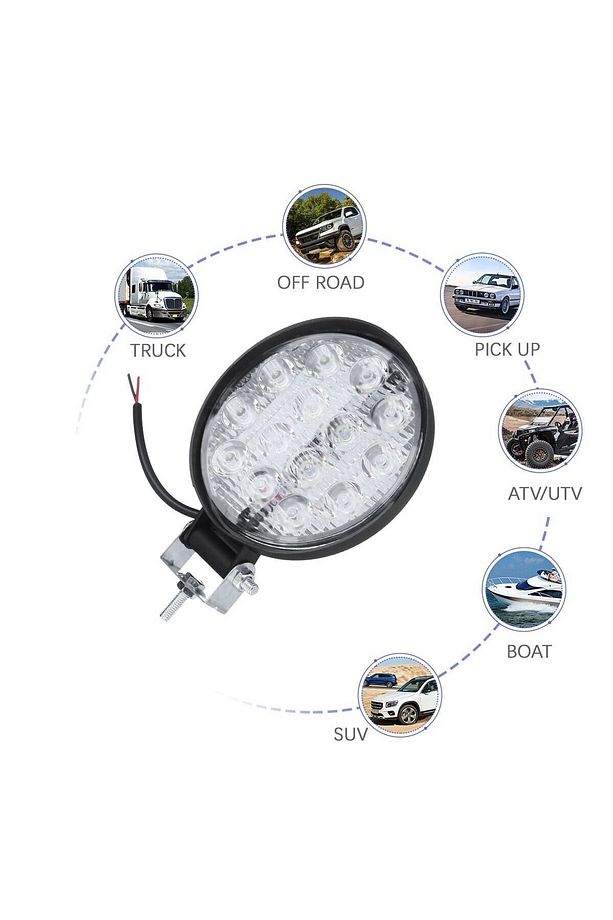 2 ADET Off Road 14 Led 42 Watt Yuvarlak Traktör Tır Kamyon Tekne Sis Farı Projektör Çalışma Lambası - 4