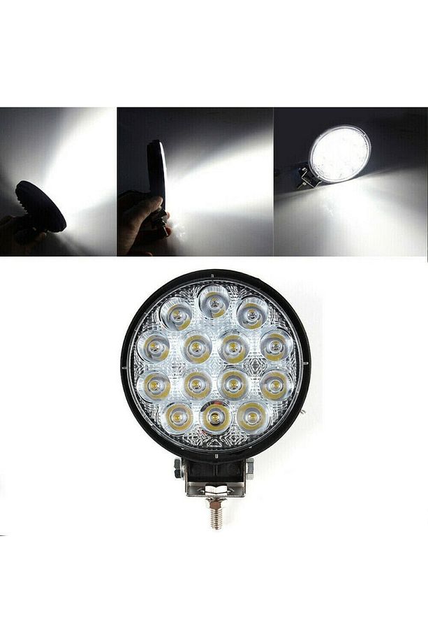 2 ADET Off Road 14 Led 42 Watt Yuvarlak Traktör Tır Kamyon Tekne Sis Farı Projektör Çalışma Lambası - 6