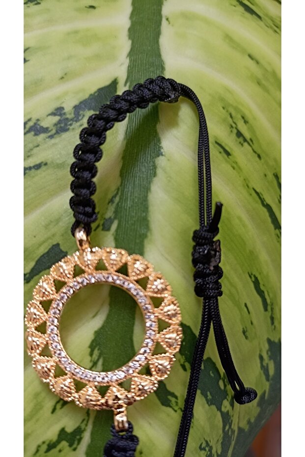Zircon Stone Heart Patterned, Macrame Braided Elevator Quarter Bracelet (Suitable for Any Wrist)